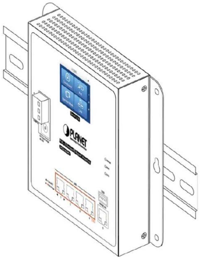 Technical line drawing of a Planet device with labeled ports and control panel