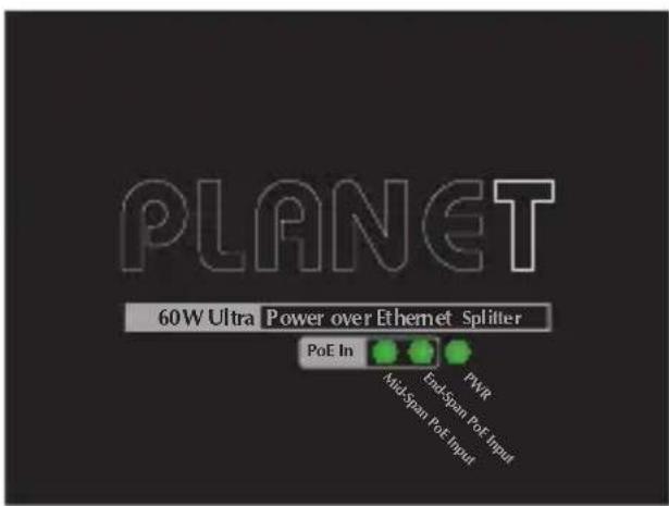PLANET 60W Ultra Power over Ethernet Splitter PoE In End Span PoE Input Mid Span PoE Input PWR