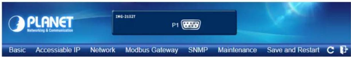 PLANET Networking & Communication IMG-2102T P1 Basic Accessible IP Network Modbus Gateway SNMP Maintenance Save and Restart
