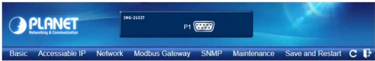 PLANET Networking & Communication IMG-2102T P1 Basic Accessible IP Network Modbus Gateway SNMP Maintenance Save and Restart