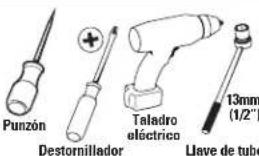 Punzón Destornillador Taladro eléctrica Llave de tubo 13mm (1/2")