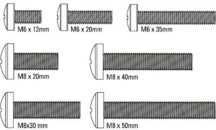 M6 x 12mm M6 x 20mm M6 x 35mm M8 x 20mm M8 x 40mm M8x30 mm M8 x 50mm