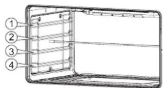 Technical diagram of a device with numbered components, likely illustrating a front panel or display layout.