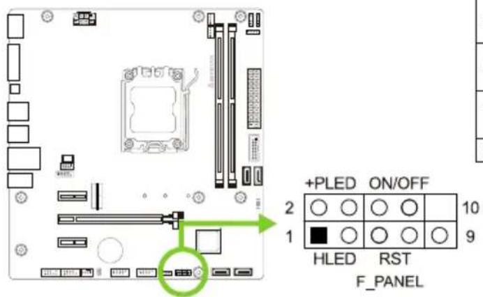 BIOSTAR A620MH AURORA - F\_PANEL: 전면 패널 헤더 - 1