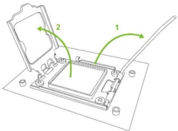 Technical diagram showing a device with labeled components and directional arrows indicating motion or movement.
