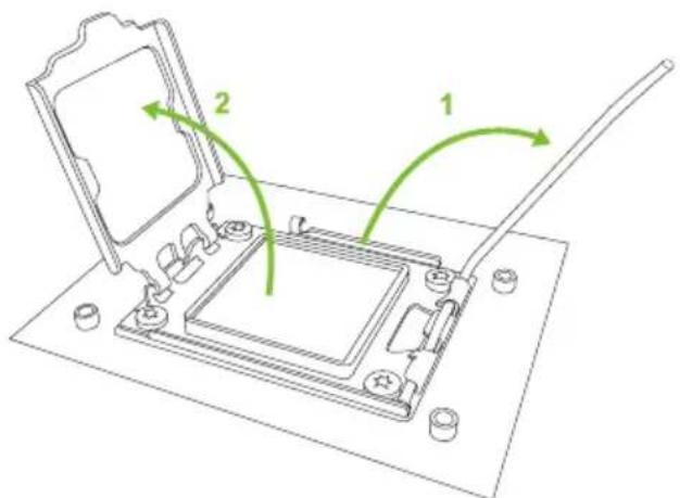 Technical diagram showing a mechanical assembly with labeled components and directional arrows indicating motion or flow.