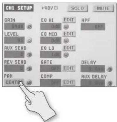 CH1 SETUP +48V □ SOLO MUTE GAIN EQ HI EDIT HPF 9dB 0dB OFF LEVEL EQ MID EDIT 93 0dB AUX SEND EQ LO EDIT E 1dB REV SEND GATE DELAY U OFF EDIT 9.0ms PRH COMP AUX DELAY CENTR OFF EDIT 9.0ms