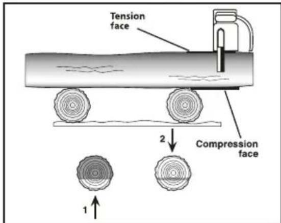 Tension face Compression face 1 2