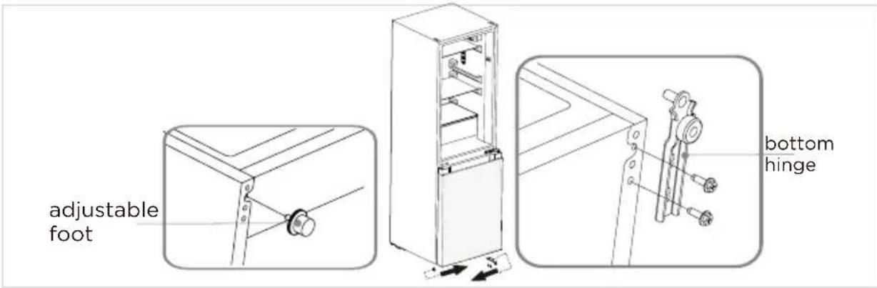 adjustable foot bottom hinge