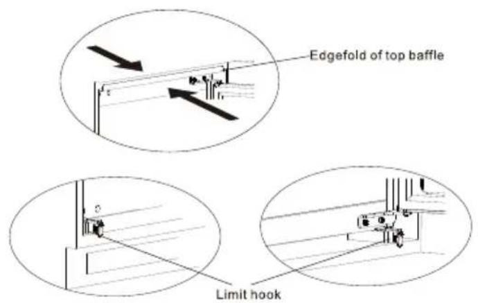 Edgefold of top baffle Limit hook