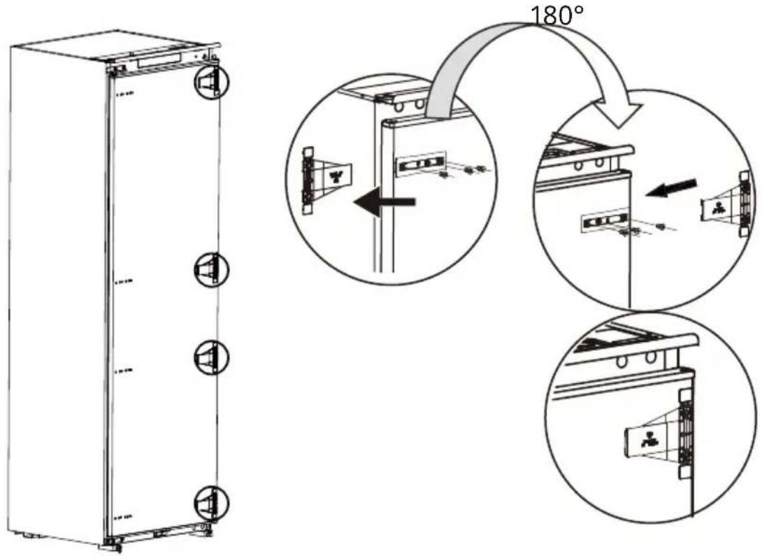 Technical diagram showing a vertical shelf unit with speaker lights and directional arrows, including angle measurement of 180°.