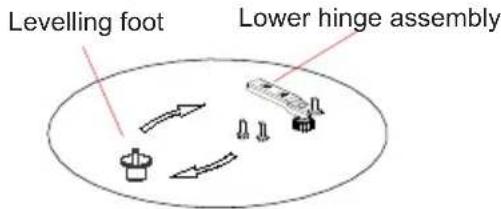 Levelling foot Lower hinge assembly