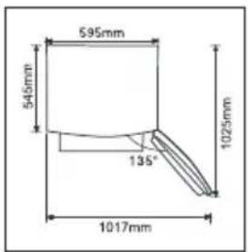 595mm 545mm 135° 1025mm 1017mm