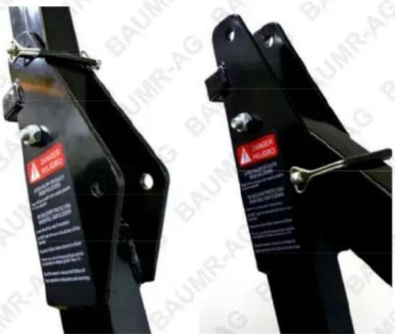 Two black industrial crimping tool holders with warning labels and safety claims, showing brand logos and specifications.