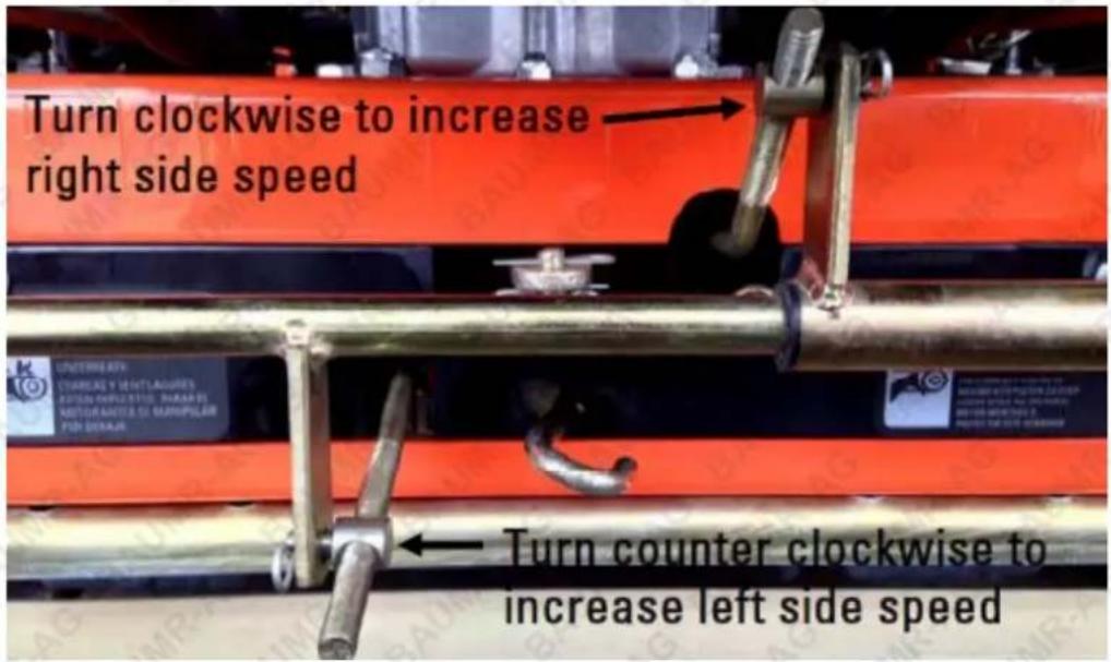 Turn clockwise to increase right side speed Turn counter clockwise to increase left side speed