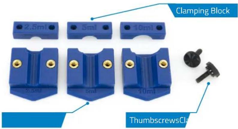 Clamping Block 2.5ml 5ml 10ml 2.5ml 5ml 10ml ThumbscrewsClas