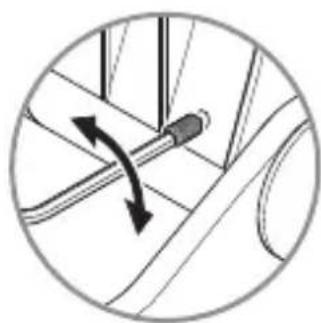 Diagram of a mechanical linkage or lever mechanism with directional arrows (no text or symbols)