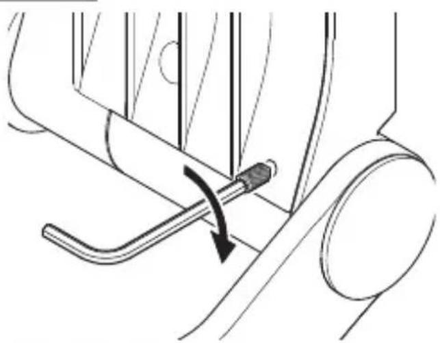 Mechanical diagram showing a lever mechanism with a curved arrow indicating motion (no text or symbols present)