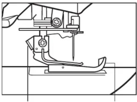 Technical line drawing of a sewing machine mechanism (no text or symbols)