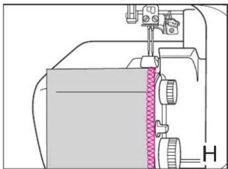 Technical line drawing of a sewing machine needle with a pink coiled spring (no text or symbols)