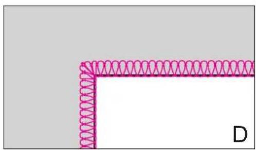 Pure geometric diagram with pink zigzag border and label D (no text or symbols)