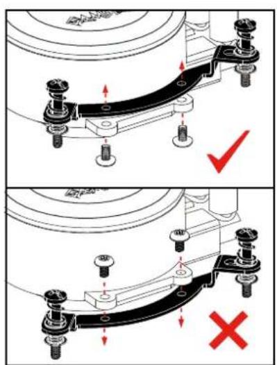 Technical diagram showing mechanical assembly with labeled parts and red checkmark indicators.