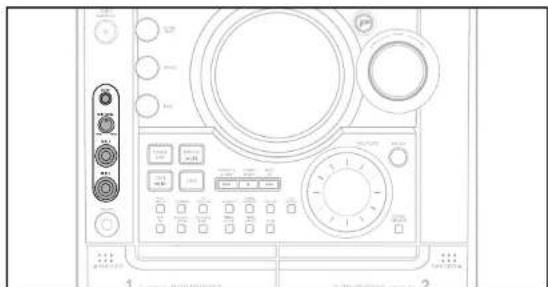 Technical diagram of an electronic device control panel with labeled buttons and ports