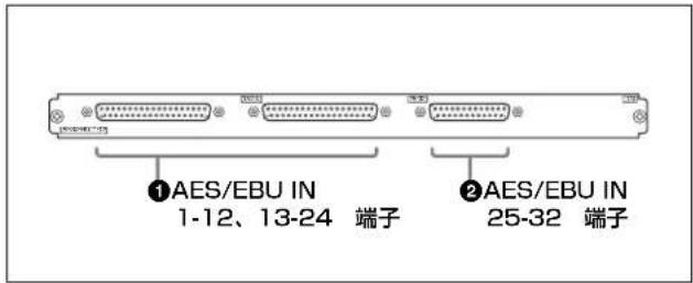 ①AES/EBU IN 1-12、13-24 端子 ②AES/EBU IN 25-32 端子