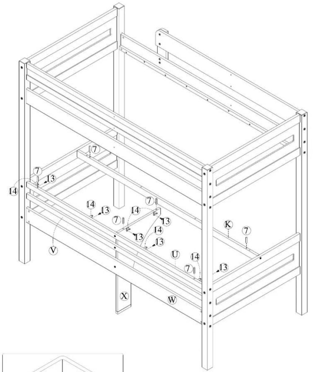 Technical diagram of a modular shelving unit with numbered components and structural connections