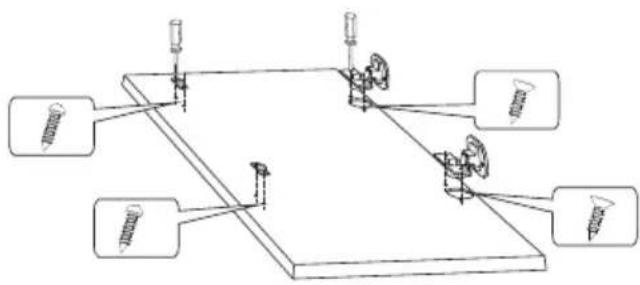 Technical diagram showing screw installation with labeled components and alignment lines
