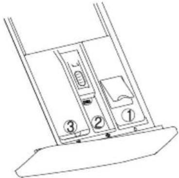 Technical diagram of a mechanical device with numbered components, likely for assembly or maintenance instructions.