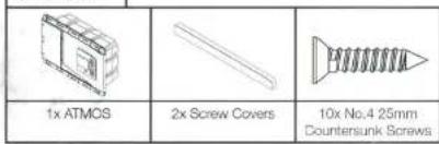 1x ATMOS 2x Screw Covers 10x No.4 25mm Countersunk Screws