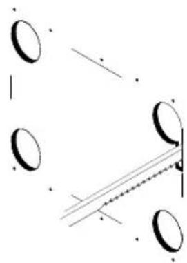 Pure geometric diagram with circles and lines, no text or symbols present
