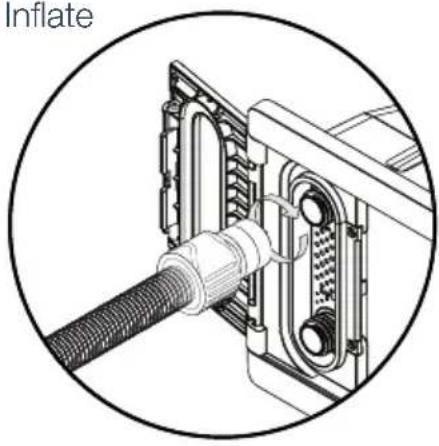 Technical diagram of a mechanical assembly with a coiled hose and housing (no text or symbols)