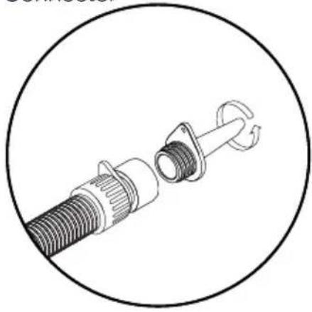 Technical line drawing of a mechanical connector with threaded shaft and mounting bracket (no text or symbols)