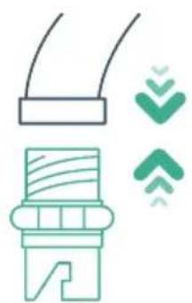Pure diagram of a mechanical component with two directional arrows, no text or symbols present