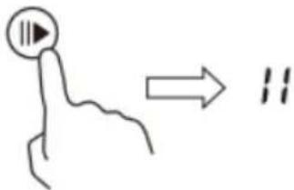 Hand-drawn diagram showing a hand holding a play button with an arrow pointing to the right, followed by a double-headed arrow.