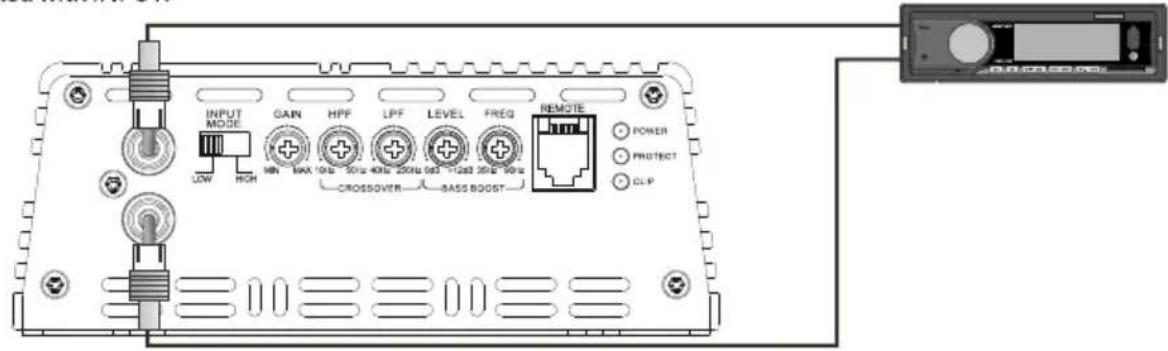 INPUT MODE GAIN HPF LPF LEVEL FREQ REMOTE POWER PROTECT CLIP LOW HCM MAX 10Hz 250Hz 40Hz 250Hz 60Hz 1288.35Hz 30Hz CROSSOVER BASS BOOST