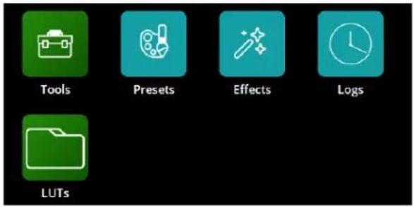 Tools Presets Effects Logs LUTs
