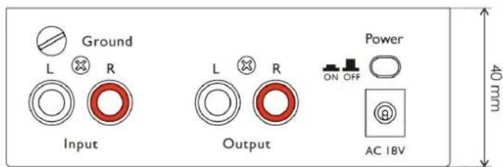 Ground L R Input Output Power ON OFF AC 18V 40 mm