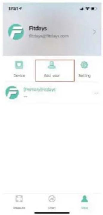 17:51 Fitdays fitdays@fitdays.com Device Add user Setting Primary/fitdays