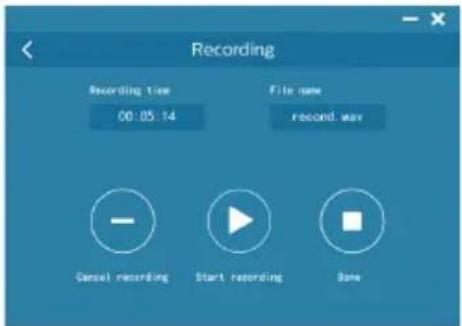 Recording Recording time 00:05:14 File name record.wav Cancel recording Start recording Bone