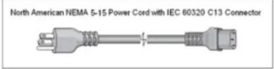 North American NEMA 5-15 Power Cord with IEC 60320 C13 Connector