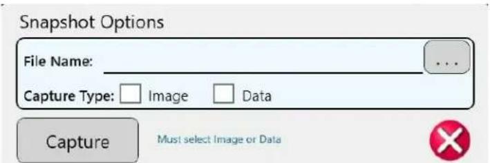 Snapshot Options File Name: _ Capture Type: Image Data Capture Must select Image or Data