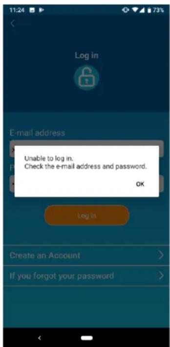 11:24 Log in E-mail address Unable to log in. Check the e-mail address and password. OK Log in Create an Account If you forgot your password
