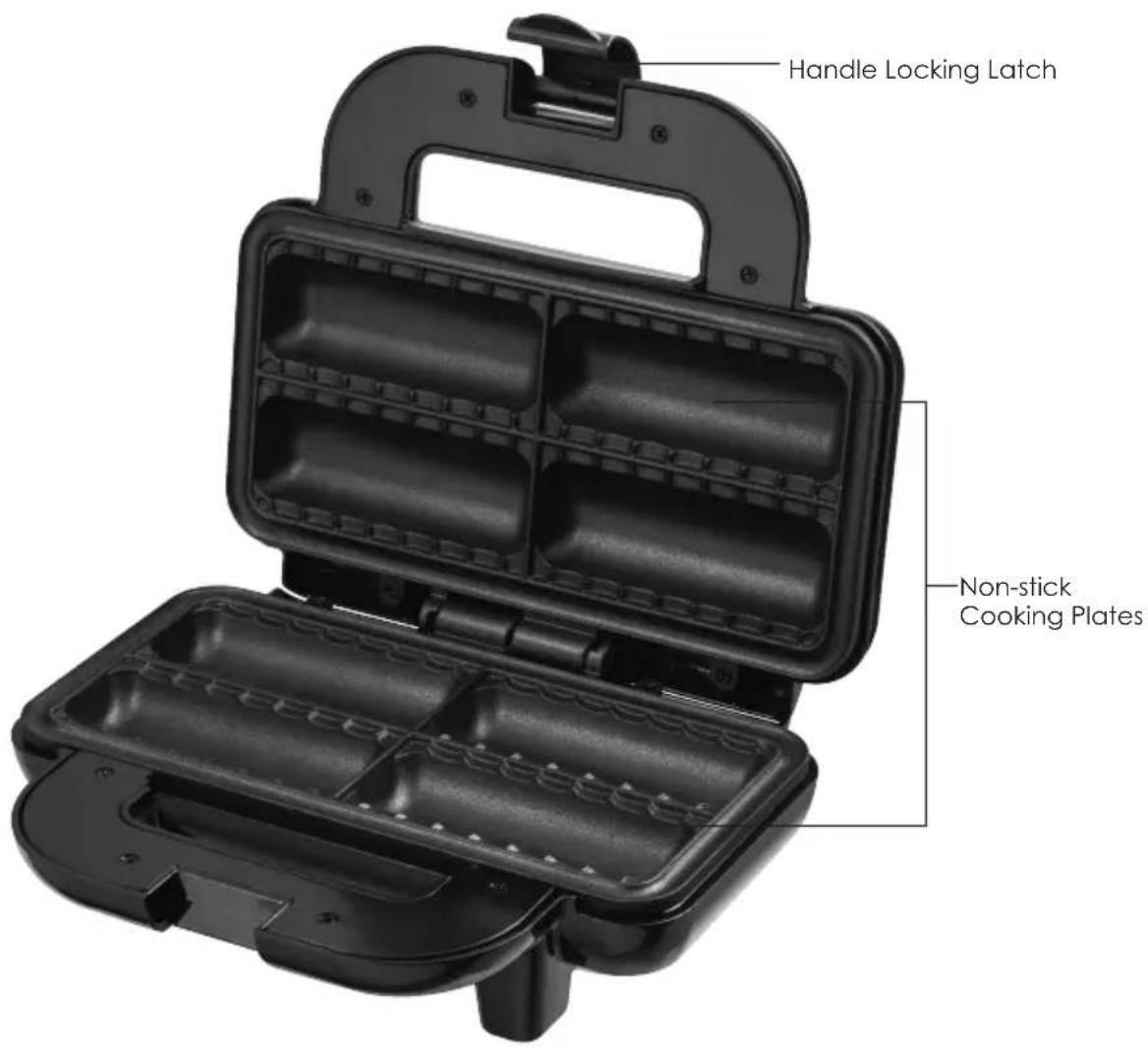 Handle Locking Latch Non-stick Cooking Plates