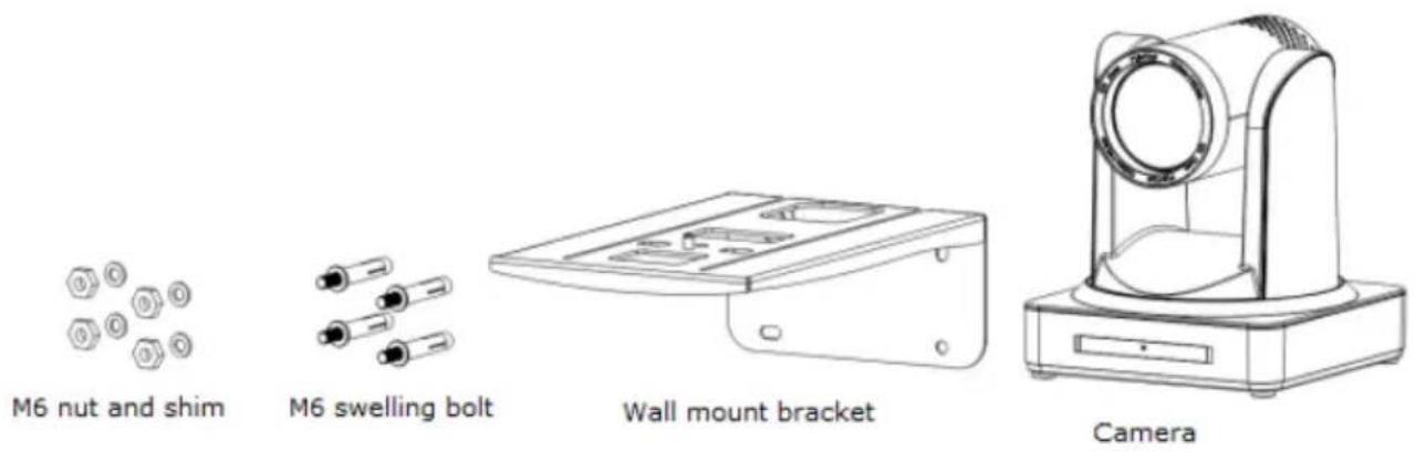 M6 nut and shim M6 swelling bolt Wall mount bracket Camera