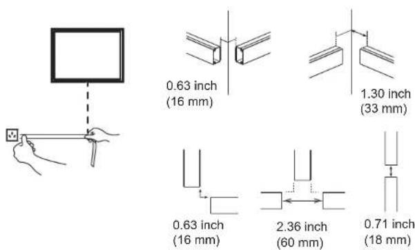 0.63 inch (16 mm) 1.30 inch (33 mm) 0.63 inch (16 mm) 2.36 inch (60 mm) 0.71 inch (18 mm)