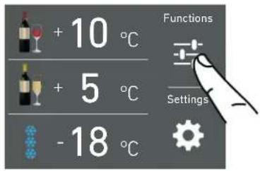 + 10 °C + 5 °C - 18 °C Functions Settings