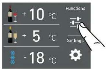 + 10 °C + 5 °C - 18 °C Functions Settings